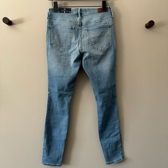 HOLLISTER DISTRESSED MID-RISE CROP SUPER SKINNY JEANS SIZE 5 REGULAR 27W 26L - Picture 3 of 7